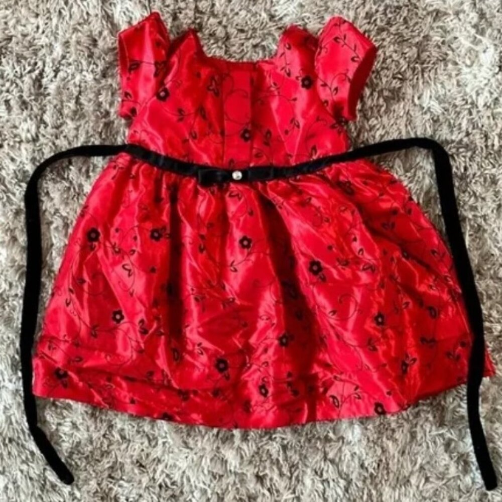Girls Sz 18 Months Red & Black Fit & Flare Church Dress